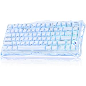 GravaStar Mercury K1 75% Blue Gaming Keyboard, Aluminum Alloy Mechanical Keyboard, Gasket Hot-Swap Socket, Linear Switches, RGB Backlit, Wireless Keyboard for Gaming, Office, and Gifts