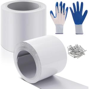 Tandefio 2 Rolls Aluminum Flashing Roll 4 Inch X 25 ft, 0.5 mm Thickness Roof Flashing Metal Flashing Aluminum Sheet Metal Roll with Cut Proof Gloves and Stainless Steel Nail for Roofing Stain