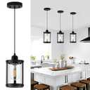 Osimir Black Pendant Lights Kitchen Island, 1-Light Modern Mini Hanging Light Fixtures with Clear Glass, Farmhouse Kitchen Pendant Lighting Over Island for Sink Dining Room, OS-3014-1PBK