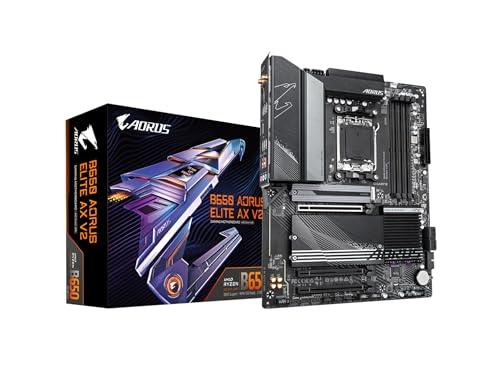 GIGABYTE B650 AORUS Elite AX V2 AMD AM5 ATX Motherboard, Support Ryzen 9000/8000/7000 Series, DDR5, 12+2+2 Power Phase, PCIe 5.0 M.2, USB-C 3.2 Gen 2, WIFI6E, 2.5 GbE, EZ-Latch, Q-Flash, RGB Fusion