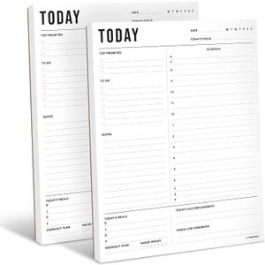 Daily Planner Notepad 2pk, 50 Sheets Tear Off, 8.5" x 11" To Do List Notebook with Hourly Schedule Task Planner