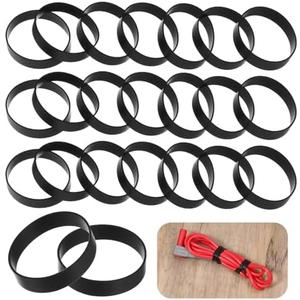 100 PCS Black Silicone Flat Rubber Bands 1 Inch/25mm Small Elastic Rubber Bands Black Silicone Cable Ties Reusable Rubbers Rings Non-slip Thick Rubbers Band Strong Rubberbands for Organization