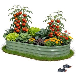 Gartist 8×4×1 ft Large Light Green Raised Garden Bed Planter, Easy Assembly Metal Garden Bed Outdoor for Vegetables, Flowers & Herbs