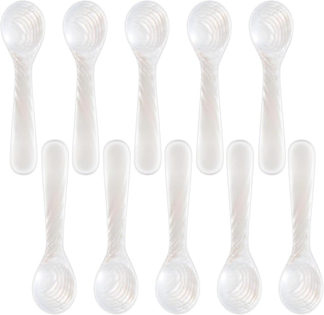Patelai 40 Pieces Set of Caviar Spoons Mother of Pearl Spoons with Handcraft Round Handle for Caviar, Egg, Ice Cream, Coffee, Kitchen, Restaurant for Serving Caviars (7cm/2.75 Inch)