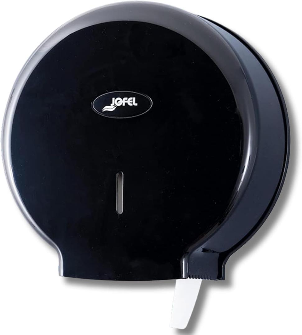 San Jamar Jofel Valor Plastic Tissue Dispenser, Toilet Paper Holder, Tissue Holder with Key Lock for Bathroom, Commercial, Office, Restaurants, Hospitals, Schools, 10 Inches, Black