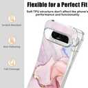 CameCosy Floral Case for Google Pixel 9 Pro 6.3inch with Luxury Pink Marble Pattern for Women Girls, Transparent Soft TPU Ultra Slim Anti-Scratch Shockproof Protective Cover for Google Pixel 9 Pro