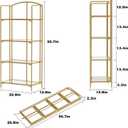 Crofy No Assembly Folding Bookshelf for Living Room, 4 Tier Gold Collapsible Book Shelf for Home Office, Portable Bookcase Storage Organizer