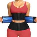 Junlan Waist Trainer for Women Belly Fat Sweat Band Cincher Waist Trimmer Tummy Sweat Belt Stomach Wrap Sauna Suit Binder (Black, XL)