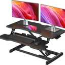 Standing Desk Converter 32 inch, Height Adjustable Sit Stand Desk Riser, Quick Sit to Stand Tabletop Dual Monitor Riser Workstation for Home Office with Keyboard Tray, Black