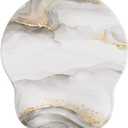 Laborio Ergonomic Mouse Pad Wrist Support, Comfortable Mouse Pad Wrist Rest, Relieve Wrist Pain Gel Mouse pad, Non-Slip Rubber Base Mousepad for Laptop, Computer(White Marble) (9L x 10.6W inches)