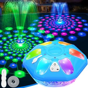 2026 Upgraded Pool Fountain,9000mah Rechargeable Floating Pool Fountain with Light Show,Above Ground Pool Water Fountain Pump with Anchor,Large Floting Fountain for Inground Pool-1PC Light Blue