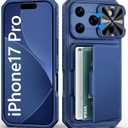 BXYJY for iPhone 17 Pro Case Wallet with Card Holder (45 Cards), Slide Camera Cover, Military Grade Drop Shockproof, Heavy Duty Rugged Women Men Phone Case for iPhone 17 Pro 6.3" 2025, Blue