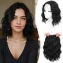 MORICHY Hair Toppers for Women With Thinning Hair 10 Inch, 360 3D Synthetic Lightweight & Breathable Short Wavy With 6.5"x6.5" Base, Quick Styling for Daily Wear (Natural Black)