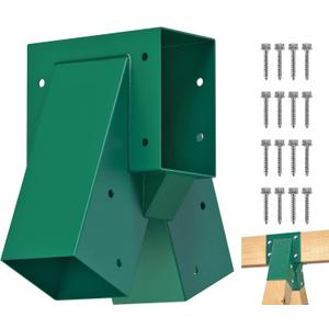 BeneLabel A-Frame Middle Swing Set Brackets, Heavy Duty Steel Swing Set Hardware with Mounting Hardware, DIY Swing Set Bracket Swing Set Kit for 2 (4x4) Legs & 1 (4x6) Beam, Green, Medium, Small