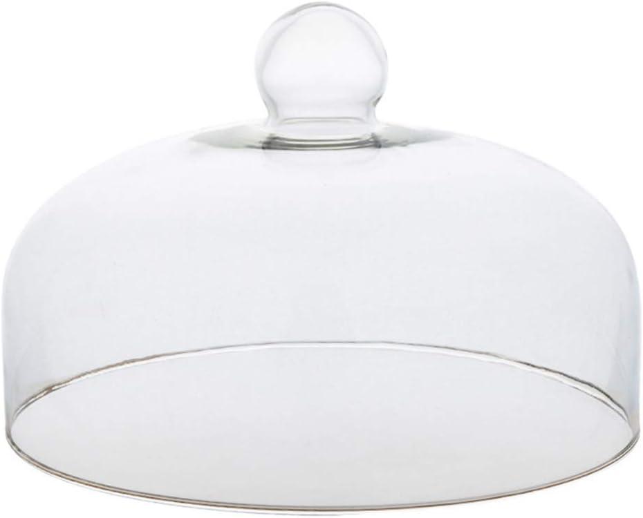 Cabilock 8.27 Inch Glass Cake Cover Dome with Handle Clear Round Food Protective Cover for Cake Display Bakery Use and Table Serving (21x21cm)