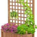 Idzo Raised Garden Bed with Trellis, Durable Oil Coated Planter with Trellis, 50 Inches Height Vertical Gardens Outdoors with Lockable Wheels and Convenient Non Woven Lining