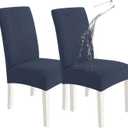 SYSLOON Waterproof Chair Covers for Dining Chairs – 2 Pack,Navy Blue | 100% Waterproof Material,Washable & Removable,Protect Against Spills,Dining Chairs