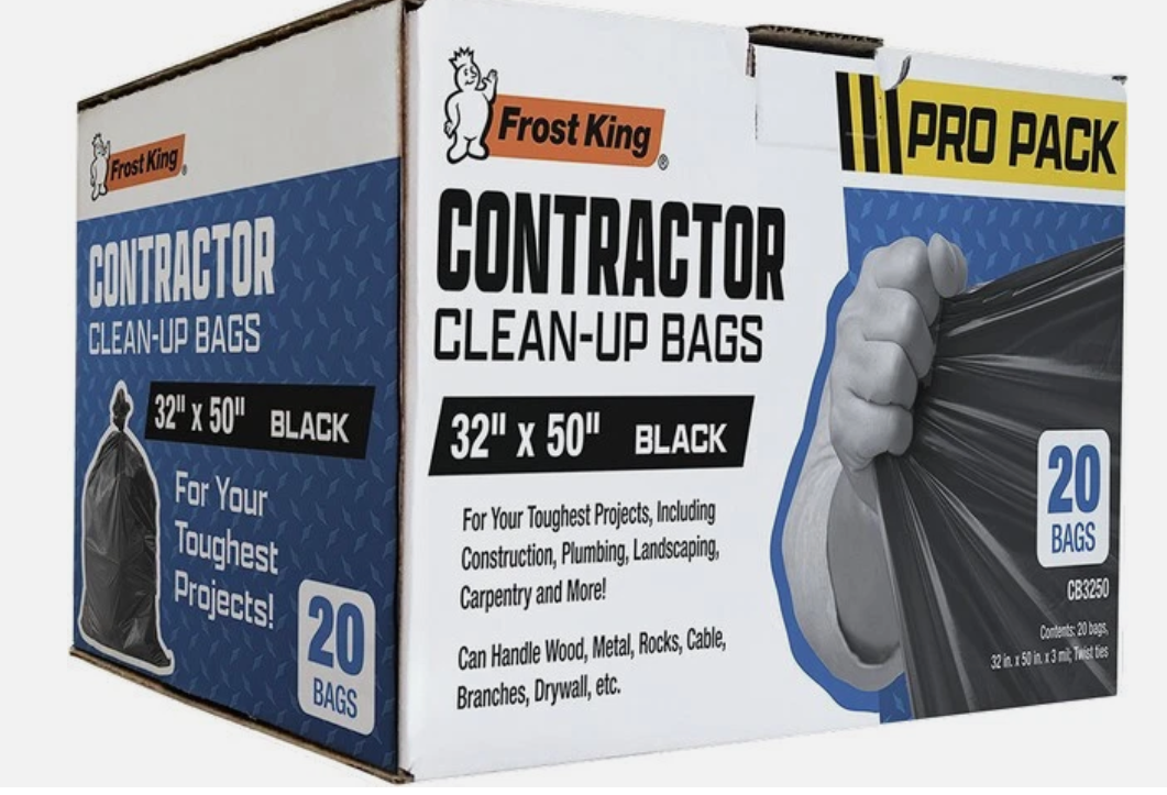 Commander 42 Gallon 2.5 MIL Black Heavy Duty Garbage Trash Bags - 32" x 46" - Pack of 20 - For Contractor, Industrial, Institutional, & Commercial