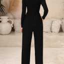 PRETTYGARDEN Jumpsuits for Women Dressy Fall Fashion Clothing 2026 Long Sleeve Mock Neck Date Night Rompers Business Outfits (Black, M)