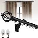 Curtain Track Wall Mounted, Curtain Rail Track System Roman Rod for Curtain, Aluminum Heavy-Duty Silent Curtains Rails Sliding Curtain Tracks for Room Divider Living Room Bedroom (Black, 7.5FT)