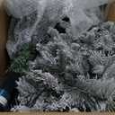 7 FT Pre-Lit Snow Flocked Christmas Tree Hinged Xmas Tree