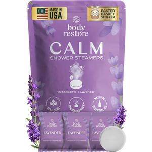 Body Restore Shower Steamers Aromatherapy 15 Pack  Easter Basket Stuffers, Easter & Birthday Gifts for Women & Men, Girls & Boys, Stress Relief & Relaxation Self Care  Lavender