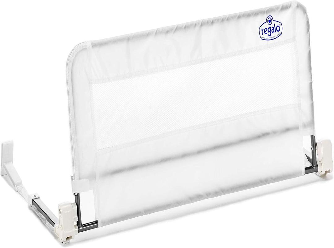 Regalo Safety Swing Down Crib Rail for Toddlers, 33" Baby Bed Rail Guard with Reinforced Anchor Safety System, Convertible Crib Bed Rail, White