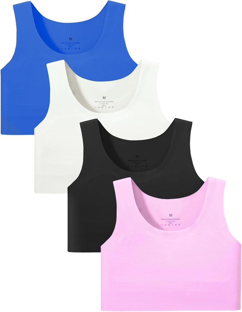 Sascina Girl Bras 10-12 Years Old Seamless First Bra Girls Sports Bras Longline Crop Bra - No Pads, Chest Double Lined
