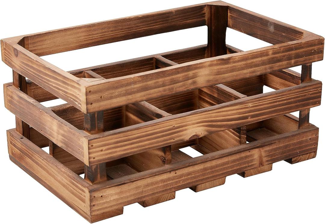 Rustic 6 Bottle Wood Wine Racks Countertop, 13 x 8 inch Burning Finished Bottle Caddy, Handmade Farmhouse Wooden Wine Crates, Bottle Holder Decorative for Milk, Gifts for Wine Lovers, 13.6" X 8.5" X 6.7"
