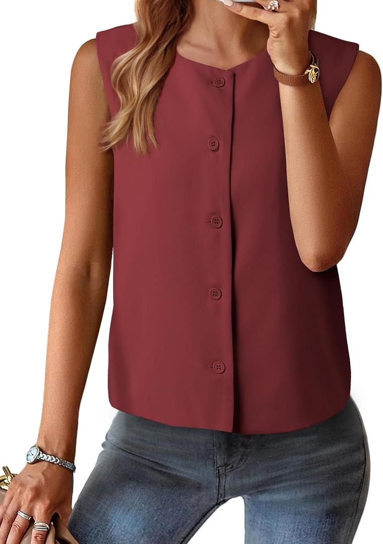 EVALESS Vest for Women 2025 Button Down Sleeveless Blazer Suit Vest Cropped Waistcoat Spring Summer Casual Outfits (M)