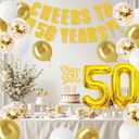 2 x 50th Anniversary Decorations Include Cheers to 50 Years Gold Glitter Banner,Cake Topper,Large 32" Foil Number Balloons,Latex Balloons,50th Birthday Party Decorations