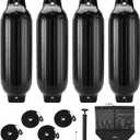 Affordura Boat Fender 4 Pack Boat Bumpers Fenders with 4 Ropes, Boat Bumpers for Pontoon Boat Fenders Inflatable (8.5 inch, Black)