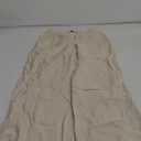 Allegra K Casual Linen Pants for Women Wide Leg High Waist Button Trousers with Pockets (Small, Beige)