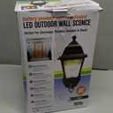 Maxsa 43319 Premium Battery-Powered Motion-Activated Decorative Outdoor Warm White LED Wall Sconce Lighting Fixture, Metal Housing, Black