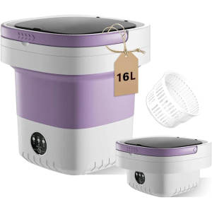 16L Portable Washing Machine, Foldable Small Washer with Spin Basket Laundry Machine, 3 Cleaning Modes Suitable for Underwear Baby Small Clothes, Foldable Design Ideal for Hotel Camping Apartment Home