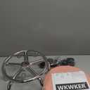 WKWKER Modern Roller Seat PU Leather Low Round Rolling Stool 360 Swivel Small Office Ottoman with Universal Wheels Foot Stool for Home Office Garage Shop Fitness Sport H12.4" Pink