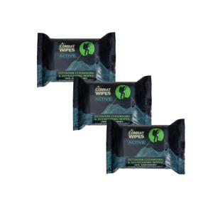 Combat Wipes ACTIVE Outdoor Wet Wipes - Extra Thick Camping Gear, Biodegradable, Body & Hand Cleansing/Refreshing Cloths for Backpacking & Gym w/Natural Aloe & Vitamin E (Active, 75 Counts) (25 Count (Pack of 3))