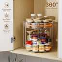 LAMU 2 Pack 2 Tier Lazy Susan Turntable Organizer 12inch Rotating Spice Rack Organization for Cabinet, Kitchen, Pantry, Countertop, Bathroom, Vanity, Medicine Cabinet Organizer, Clear