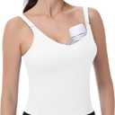 V VOCNI Nursing Tank Tops for Breastfeeding Workout Crop Top Longline Nursing Sport Bra Maternity Bras for Pregnancy (White, M)