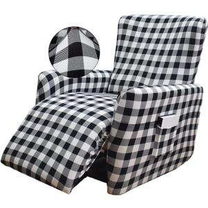 NILUOH Stretch Recliner Cover 4 Pieces Electric Power Lift Recliner Chair Cover Reclining Couch Cover Anti-Slip Fitted Furniture Protector with Side Pocket