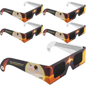Lunt Solar Eclipse Glasses 5-Pack - ISO & CE Certified, AAS Approved for 2026 Eclipse in Spain & EU (UK, Germany, France)