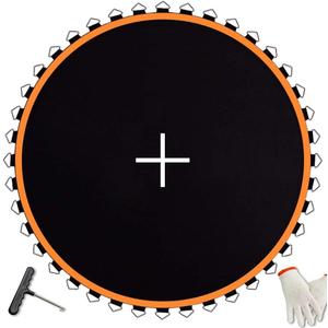 Jump Tastic Trampoline Trampoline Mat, Fits 12 ft Frame, with 72 V-Rings Fits 5.5 inch, Trampoline Replacement Mat (Mat Dia:127in), Reinforce, UV-Resistant, with Spring Hook and Gloves