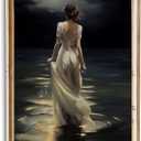 Vintage Woman Painting Dark Academia Canvas Wall Art Victorian Women Print Vintage Gothic Artwork Back Woman Wall Art Vintage Moon Painting Gothic Women Picture French Victorian Wall Art 16x24in No Frame (16L" x 24W")