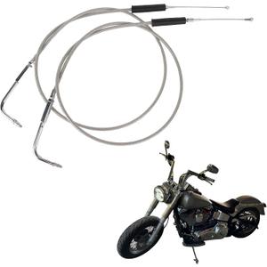 PSLER 42 Inch Throttle Cable and Idle Cable Set Motorcycle Throttle Idle Cable Kit Compatible with FXST FLST FXD FLT XL 1996-Later Replace for 56579-02A