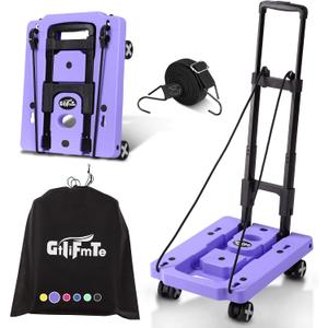 Folding Hand Truck Lightweight Hand Truck Dolly Foldable,Luggage cart with 4 Rotate Wheels, Utility Cart with Adjustable Handle,Collapsible Dolly for Moving