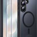 MOZOTER for Samsung Galaxy S25 FE Case with Magnetic,[Compatible with MagSafe][12Ft Military Dropproof][2*Screen Protector] Translucent Shockproof Holsters Case for S25 FE-Black
