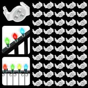 UQM 50 Pack C9 Magnetic Christmas Light Clips, Extra Strong Magnetic Clips Hooks for Christmas Lights, Magnet Christmas Light Clips for C9 C7 Sockets Metal Roof Gutters Outside Patio Holiday Lighting