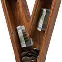 Piggy Bank for Kids Boys Girls, Wooden Large Letter Piggy Bank Alphabet Money Bank with Initial V, Coin Bank Fun Gifts for Birthday, Christmas, Festival, Baby Shower