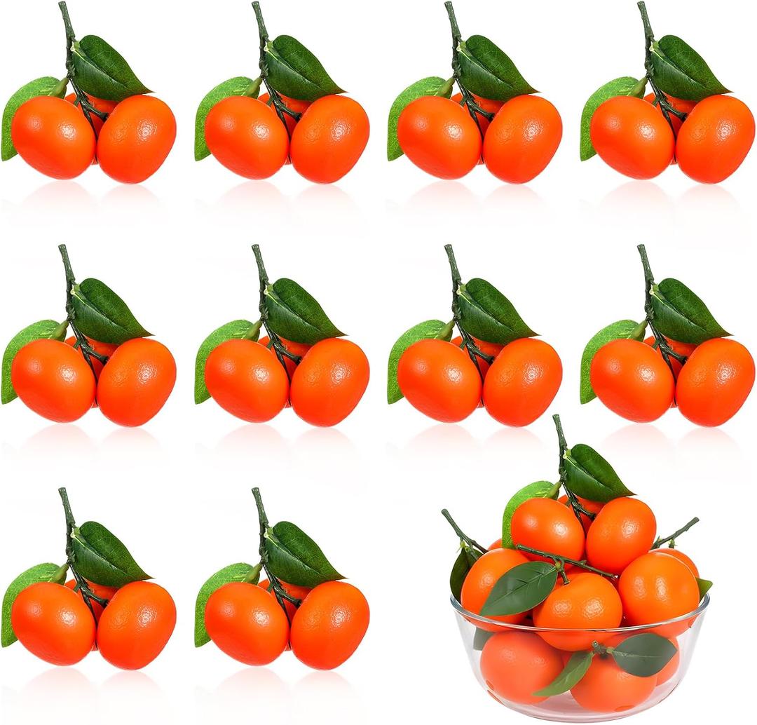 10 Clusters Artificial Mini Orange Simulation Decorative Tangerine Kitchen Table Fake Orange Realistic Artificial Fruit Oranges Faux Fruit for Home Party Kitchen Festival Decor