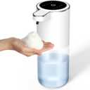 Josnown Foaming Soap Dispenser, Touchless Automatic Soap Dispenser with 4-Level Adjustable Foam, USB Rechargeable, 13.5oz/400ML Wall Mount for Bathroom Kitchen Office Commercia (Clear)